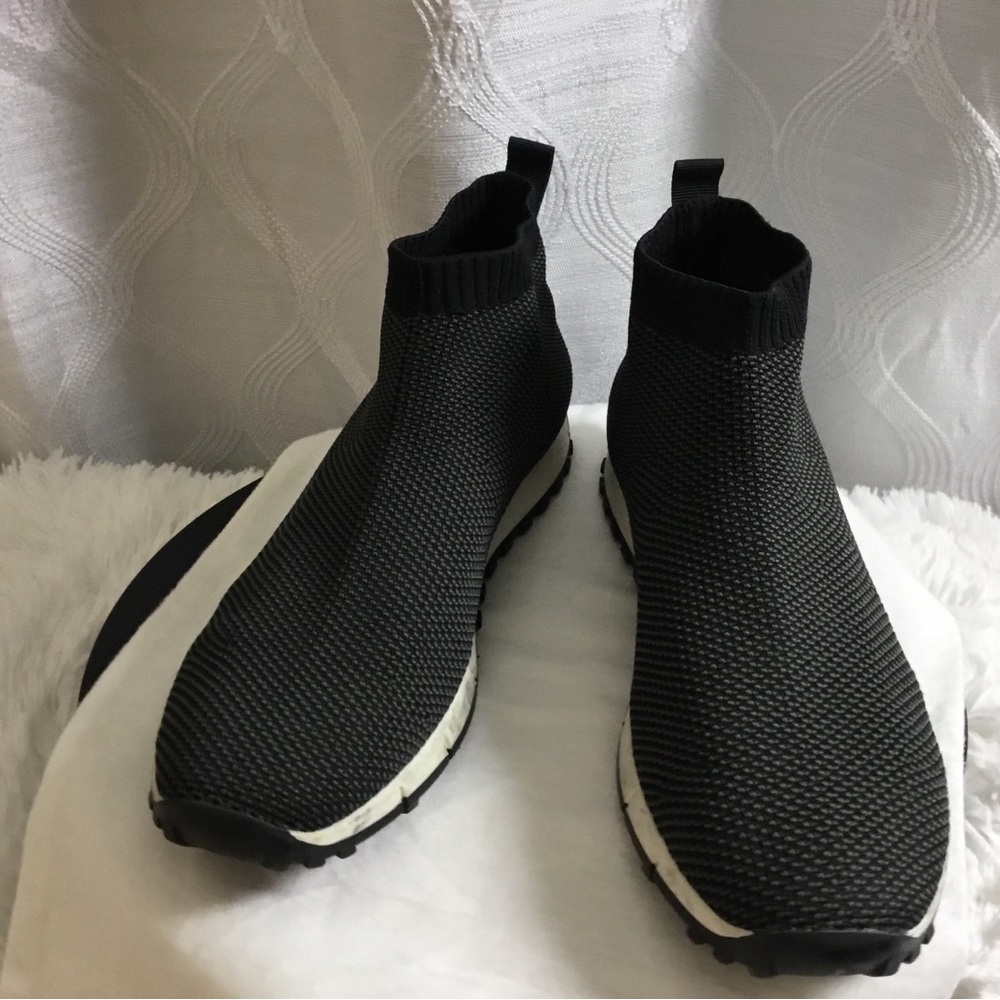 Jimmy Choo Black Knit Slip-On Sock Sneakers with White Soles